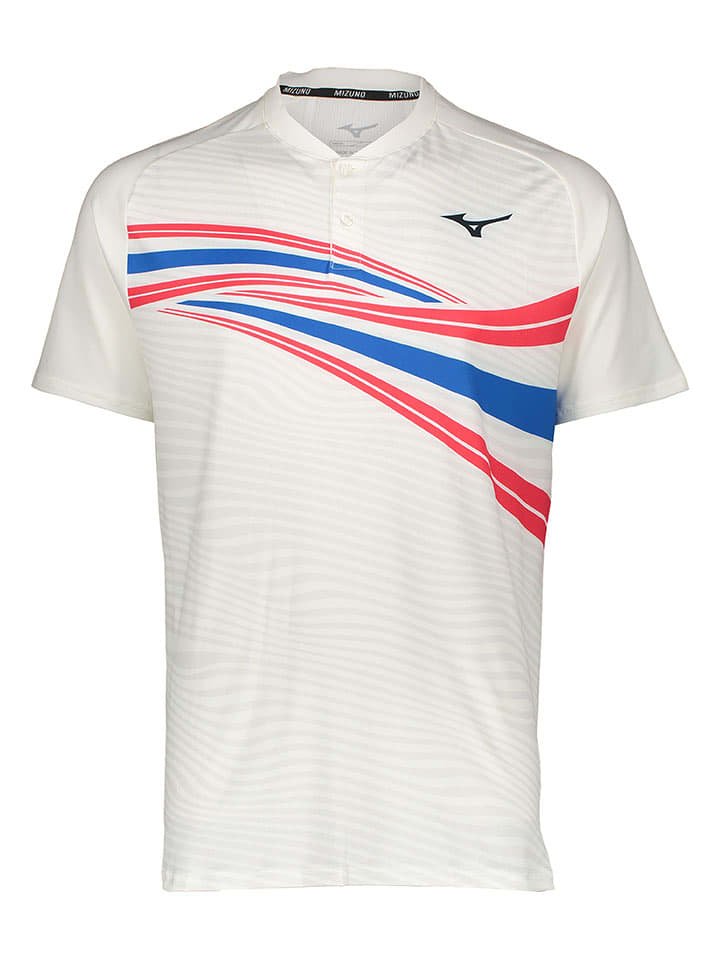 Mizuno Funkcyjna koszulka polo w kolorze biało-czerwono-niebieskim