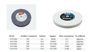 Kamień do szkifierki stołowej MAKITA, 150 mm B-51895 - Akcesoria do elektronarzędzi - miniaturka - grafika 1