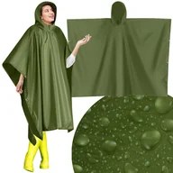 Plecaki worki - Ponczo Przeciwdeszczowe Peleryna Płaszcz Poncho na Rower z Kapturem Olive TRIZAND - miniaturka - grafika 1