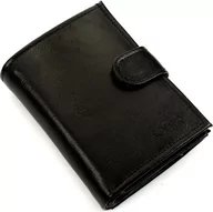 Portfele - Solier Elegancki czarny skórzany męski portfel SOLIER - miniaturka - grafika 1