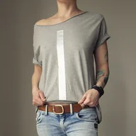 Koszule damskie - Srebrna kreska średnioszary Oversize - miniaturka - grafika 1