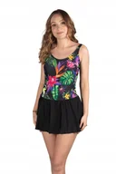 Stroje kąpielowe - 4010 Strój damski ze spódniczką kostium jednoczęściowy do morsowania SPIN - miniaturka - grafika 1