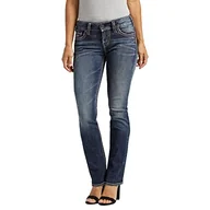 Spodnie damskie - Silver Jeans Mid Straight dżinsy damskie, Vintage Dark Wash ze ściegiem lurex, 27W x 32L - miniaturka - grafika 1