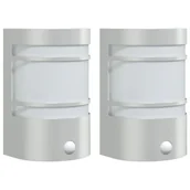 Lampy ogrodowe - vidaXL Kinkiety zewnętrzne z czujnikiem ruchu, 2 szt., srebrne, stal - miniaturka - grafika 1
