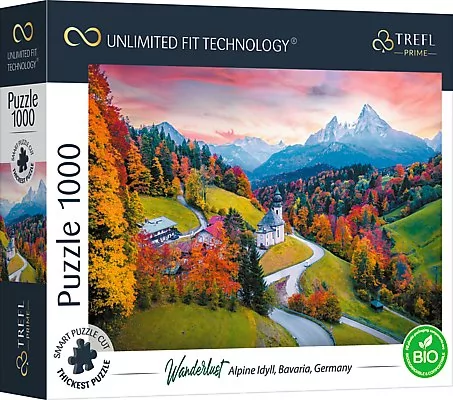Trefl Prime - Puzzle UFT Wanderlust: Alpine Idyll, Bavaria, Germany - 1000 Elementów, Najgrubsza Tektura, BIO, EKO, Alpy, Niemcy, Bawaria, Góry, Kreatywna Rozrywka dla Dorosłych i Dzieci od 12 Lat 10703