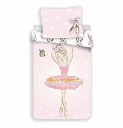 Jerry Fabrics Pościel bawełniana 140x200 baletnica 1804 balerina różowa poszewka 70x90 - Pościel dla dzieci - miniaturka - grafika 1