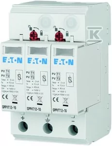 Eaton Ogranicznik przepięć B+C Typ T1+T2 2P+N 15kA 3,7kV 1000V DC SPPVT12-10-2+PE 177256 177256 - Bezpieczniki elektryczne - miniaturka - grafika 1