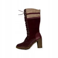 Kozaki damskie - Kozaki damskie bordowe CA 38,5 - miniaturka - grafika 1