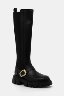 Love Moschino kozaki damskie kolor czarny na płaskim obcasie JA26015G1NIA0000 - Kozaki damskie - miniaturka - grafika 1