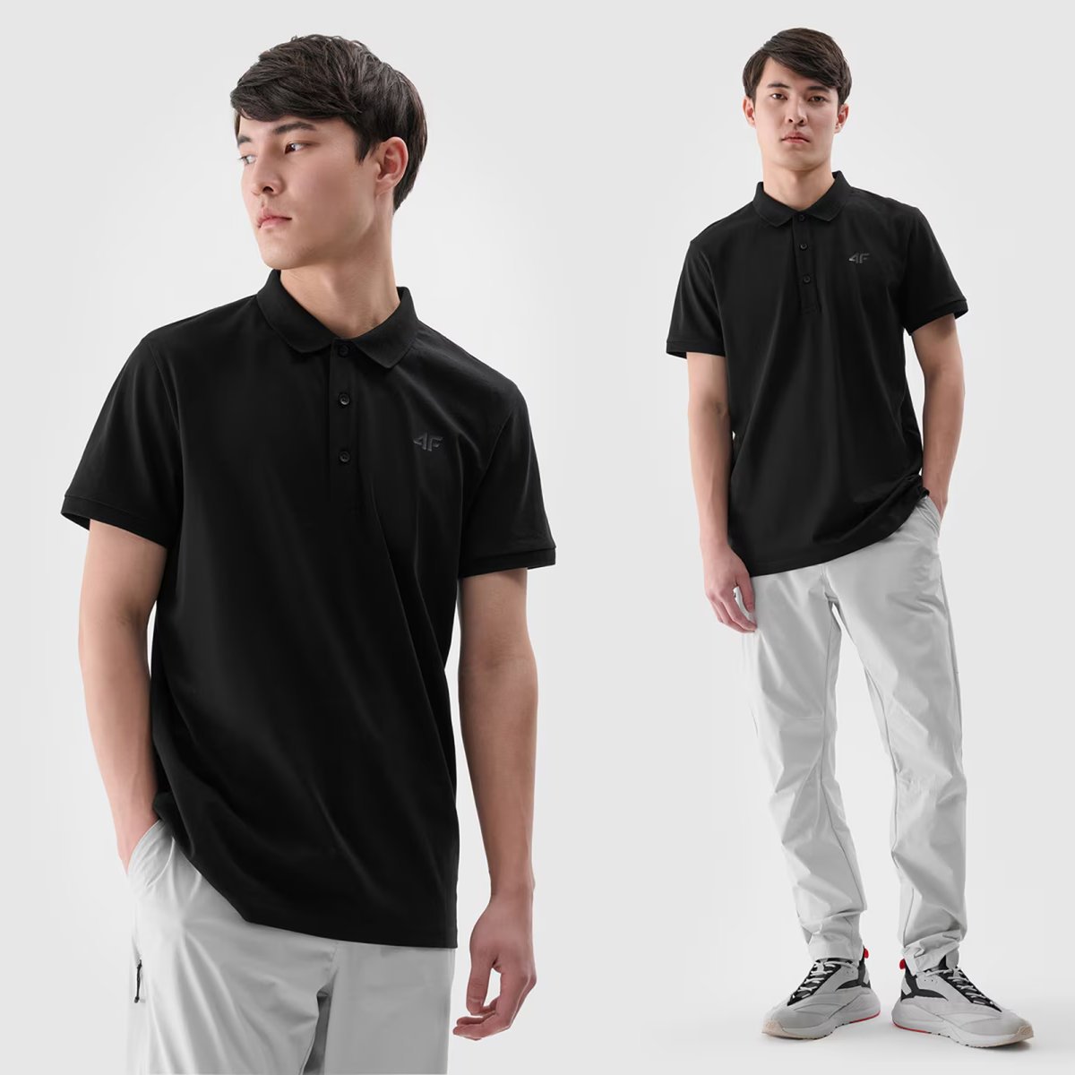 Koszulka Polo Męska 4F Regular Z Kołnierzem Czarna 4FWMM00TPTSM367 Czarny 3XL