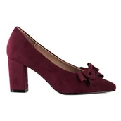 Czółenka - Bordowe Czółenka Z Kokardą VINCEZA czerwone wielokolorowe - Vinceza - miniaturka - grafika 1