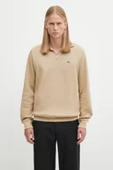 Swetry męskie - Lacoste sweter bawełniany kolor beżowy z półgolfem SH1927 - miniaturka - grafika 1