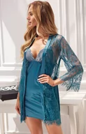 Szlafroki damskie - Bluebird koronkowy peniuar, Kolor morski, Rozmiar S/M, LivCo Corsetti Fashion - Intymna - miniaturka - grafika 1