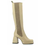 Kozaki damskie - Beżowe kozaki damskie na platformie CARINII - Carinii - miniaturka - grafika 1