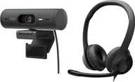 Kamery internetowe - Kamera internetowa Logitech Brio 500 Graphite 960-001422 + H390 981-000406 - miniaturka - grafika 1