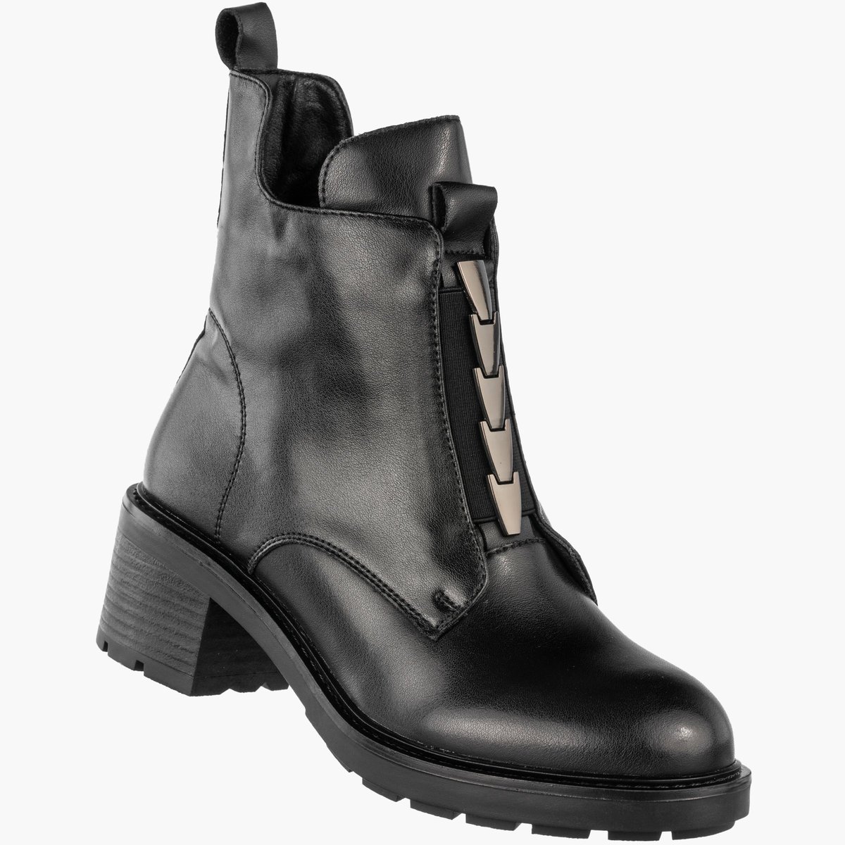 Botki Damskie Skórzane Buty Ocieplane Zimowe Klasyczne Czarne Jezzi SFY24172-3 Czarny 38