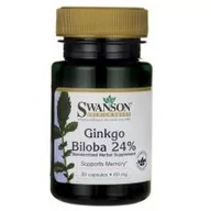 Serce i układ krążenia - Swanson, Usa Ginkgo Biloba 24% ekstrakt 60mg 30 kaps. - miniaturka - grafika 1