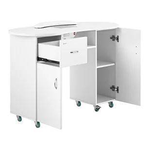 physa Biurko do manicure - 1200 x 503 x 803 mm - białe - 8 kółek - pochłaniacz pyłu - szafki PHY-MT-7 - Meble kosmetyczne - miniaturka - grafika 2