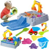 Place zabaw - PLASTIKOWA PIASKOWNICA Z POKRYWĄ DO DOMU OGRODU TARASU + 9 ZABAWEK - miniaturka - grafika 1