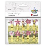 Decoupage - Titanum Klamerki drewniane z dekorem kwiaty mix 10 szt. - miniaturka - grafika 1