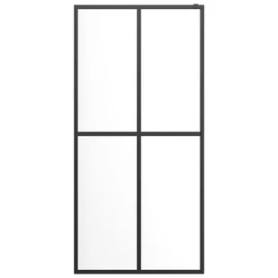 VidaXL Ścianka prysznicowa z półką czarna, 100x195 cm ESG i aluminium - Ścianki i drzwi prysznicowe - miniaturka - grafika 3