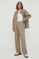 Spodnie damskie - Birgitte Herskind spodnie lniane Sanne kolor brązowy szerokie high waist - miniaturka - grafika 1