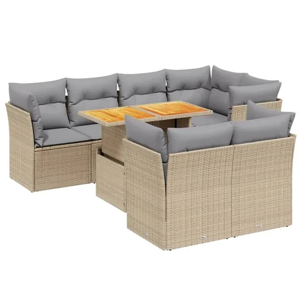 Zestaw mebli ogrodowych modułowych beżowy rattan PE 62x62x69 cm
