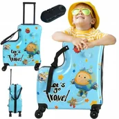 Walizki - WALIZKA DZIECIĘCA PODRÓŻNA BAGAŻ WÓZEK DLA DZIECI NA KÓŁKACH SZYFR WZORY - miniaturka - grafika 1
