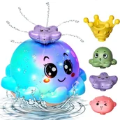 Zabawki interaktywne dla dzieci - Fontanna PŁYWAJĄCA ZABAWKA DO KĄPIELI WANNY tryskająca ośmiorniczka LED - miniaturka - grafika 1