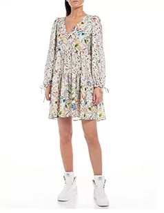 Replay Sukienka damska W9033, 010 piaskowa/wielokolorowa, S, 010 piaskowy/wielokolorowy, S - Sukienki - miniaturka - grafika 1