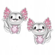 Biżuteria dla dzieci - KOLCZYKI SREBRNE DLA DZIEWCZYNKI DZIECI AKSOLOT WKRĘTKI SZTYFTY WODNY SMOK - miniaturka - grafika 1