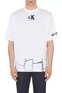 Bluzy męskie - Armani Exchange Męska bluza z bawełny organicznej, krótkie rękawy, biała, rozmiar L, biały, L - miniaturka - grafika 1