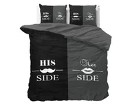 Pościel - 200x220 HIS & HER SIDE mikroperkal czarny kpl pościeli - miniaturka - grafika 1