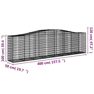 VidaXL Kosze gabionowe, 5 szt, 400x50x100/120 cm, galwanizowane żelazo - Ogrodzenia - miniaturka - grafika 7