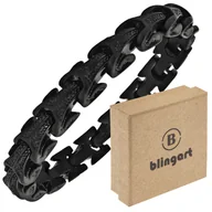 Bransolety męskie - Bransoletka MĘSKA stalowa CZARNA masywna zdobiona - miniaturka - grafika 1