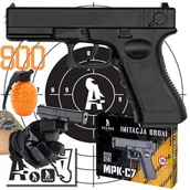 Zabawki militarne - Realistyczny pistolet na kulki 6mm + 800 kulek ASG ASGARD Guns realistyczna replika sprężynowa Hop-Up dla lepszej celności magazynek, tarcza s.. - miniaturka - grafika 1