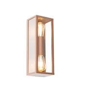 Lampy ogrodowe - QAZQA Kinkiet przemysłowy rdzawobrązowy 38 cm 2-punktowy IP44 - Charlois - miniaturka - grafika 1