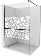 Ścianki i drzwi prysznicowe - Mexen Kioto+ ścianka prysznicowa z półką Walk-in 120 x 200 cm, biały wzór, czarna - 800-120-121-70-85 - miniaturka - grafika 1