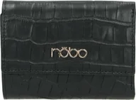 Portfele - Nobo Portfel Damski Skórzany Nobo Wężowy Matowy Czarny - miniaturka - grafika 1