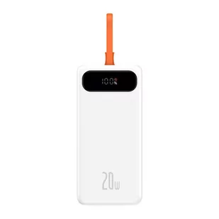 Baseus Block powerbank z cyfrowym wyświetlaczem i wbudowanym kablem Lightning szybkie ładowanie 20000mAh 20W biały (PPLK000002) PPLK000002 - Powerbanki - miniaturka - grafika 2