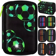 Piórniki - PIÓRNIK SZKOLNY TRZYKOMOROWY POTRÓJNY Z WYPOSAŻENIEM PIŁKA NOŻNA FOOTBALL - miniaturka - grafika 1