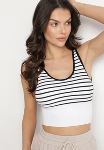 Czarno-Biały Tank Top w Paski z Prążkowanej Tkaniny Sesillia - Bluzki damskie - miniaturka - grafika 1