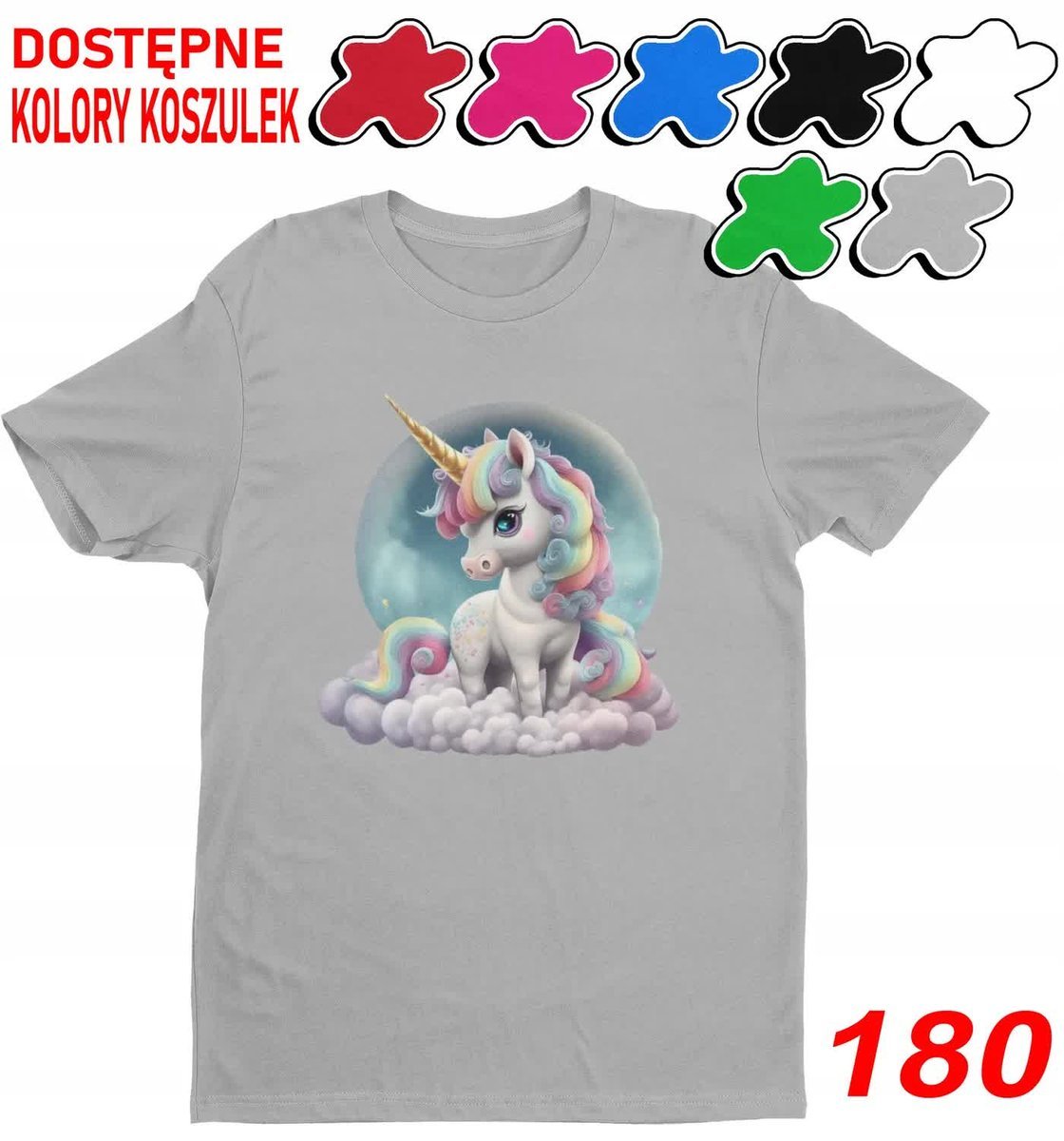 Dziecięca Koszulka T-Shirt Z Nadrukiem Duży Wybór Unicorn Konie -L 146-152