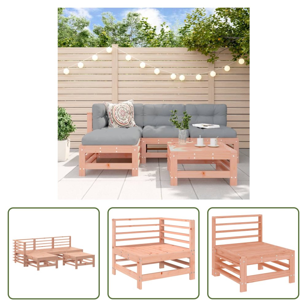 The Living Store 5-pc. Zestaw wypoczynkowy do ogrodu z litego drewna daglezji
