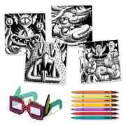 Zabawki kreatywne - Zestaw artystyczny z 7 flamastrami do kaligrafowania i okularami 3D Djeco Potwory - miniaturka - grafika 1