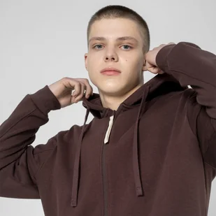 Męska bluza dresowa rozpinana z kapturem OUTHORN OTHSS23TSWSM312 - brązowa - Outhorn - Bluzy sportowe męskie - miniaturka - grafika 1