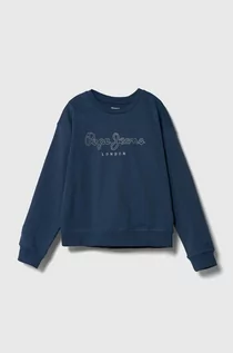 Bluzy dla dziewczynek - Pepe Jeans bluza bawełniana dziecięca ROSE kolor niebieski z nadrukiem - grafika 1