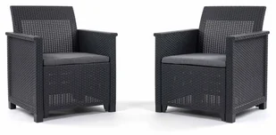 Zestaw ogrodowy Elodie Duo 2 fotele z poduszkami 65x62x74cm Grafitowy - Meble ogrodowe - miniaturka - grafika 1
