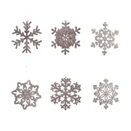 Ozdoby bożonarodzeniowe - Zawieszka plastikowa śnieżynka różowa brokat mix - miniaturka - grafika 1