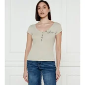 Koszulki i topy damskie - GUESS T-shirt HENLEY OLYMPIA | Slim Fit - miniaturka - grafika 1